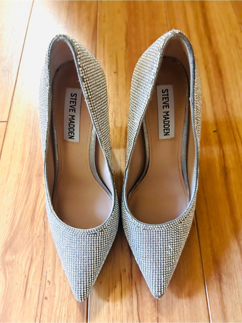 Steve Madden Silver Rhinestone Pointed Pumps